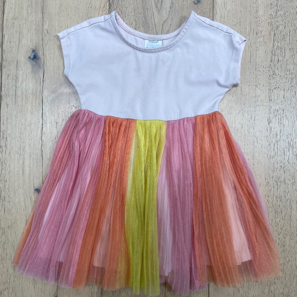 Hanna Andersson Short Sleeve Rainbow Tulle Dress